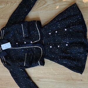 Elegant Black Blazer with Skirt Set